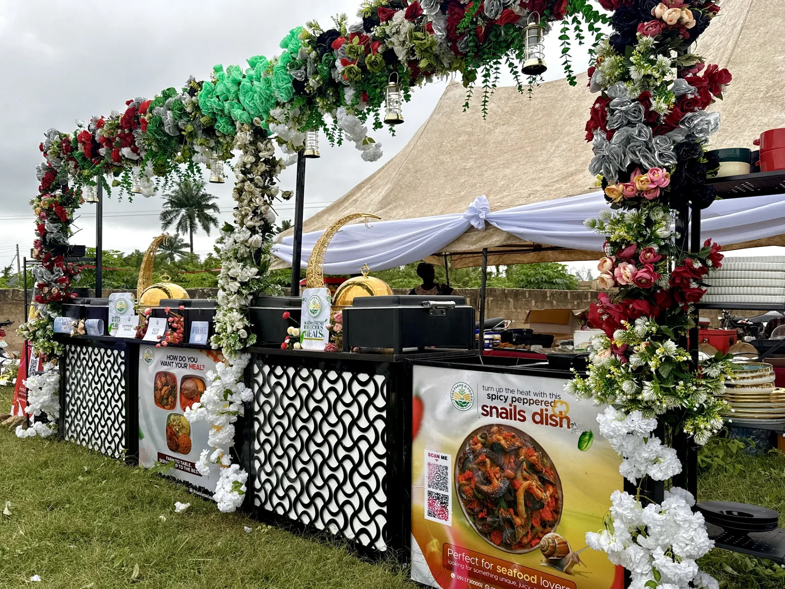 Beautifully presented outdoor catering setting