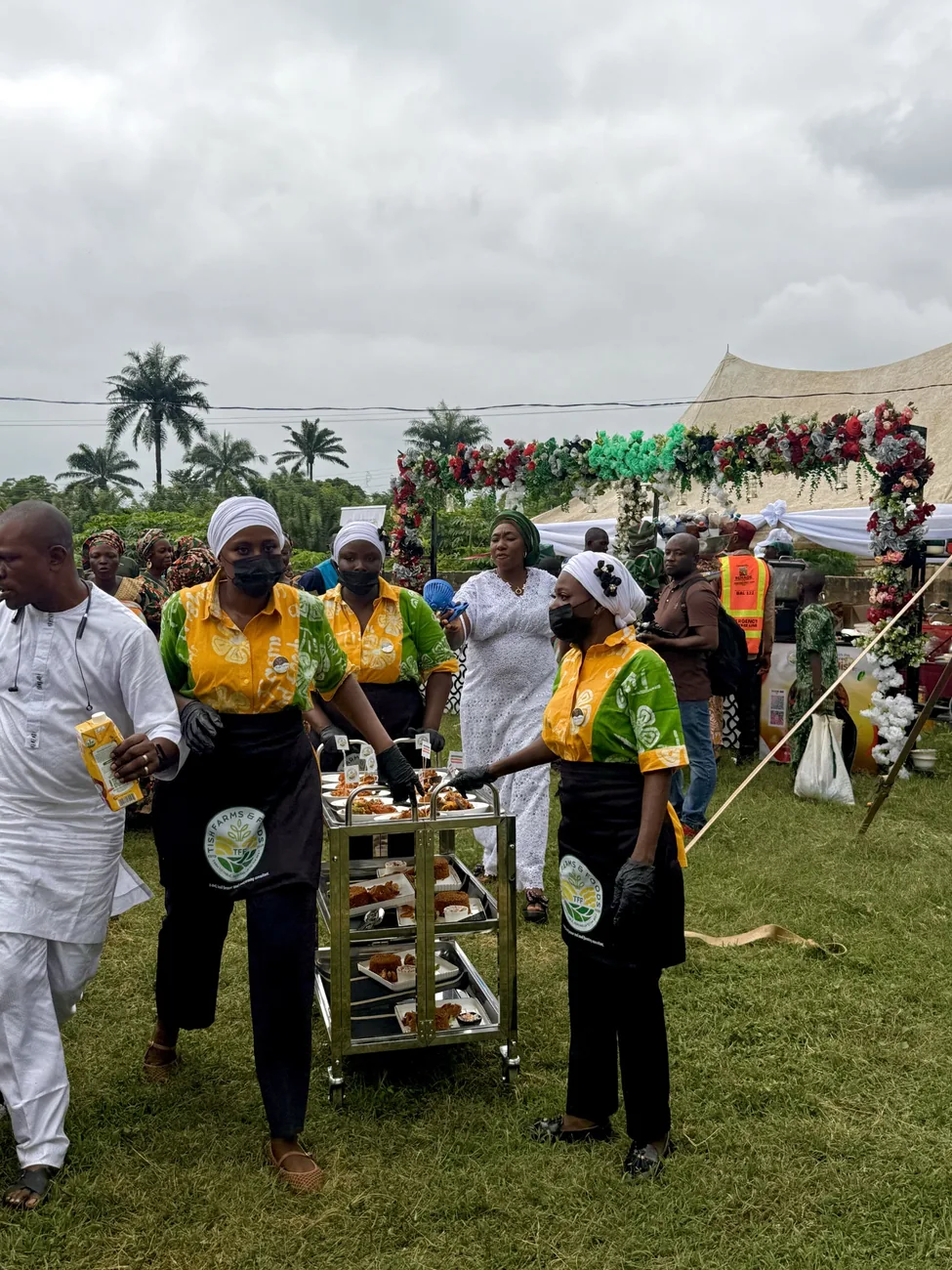 Tish Farms and Foods catering team together at an event